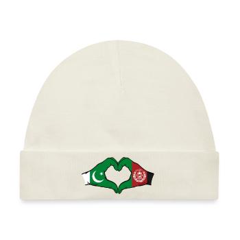 Pakistan Afghanistan Flagge Hände Herz - Baby Premium Organic Mütze - Naturweiß - Vorne