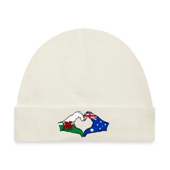 Wales Australien Flagge Hände Herzform - Baby Premium Organic Mütze - Naturweiß - Vorne