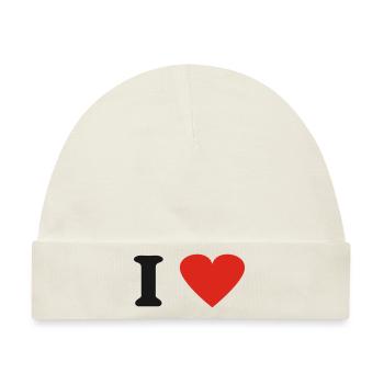 I Love - Baby Premium Organic Mütze - Naturweiß - Vorne