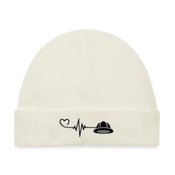 Feuerwehrhelm Puls Herz Liebe - Baby Premium Organic Mütze - Naturweiß - Vorne
