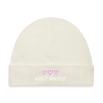 Just Married Hochzeit herzchen - Baby Premium Organic Mütze - Naturweiß - Vorne