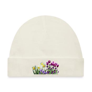 daffodils narzissen tulips tulpen stiefmuetterchen - Baby Premium Organic Mütze - Naturweiß - Vorne