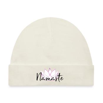 Namaste Yoga Shirt mit Lotusblume für Yogis - Baby Premium Organic Mütze - Naturweiß - Vorne