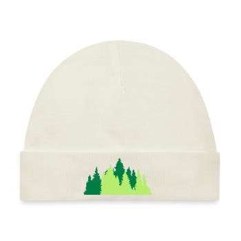 nadelwald baeume wald nadelbaum forst silhouette f - Baby Premium Organic Mütze - Naturweiß - Vorne
