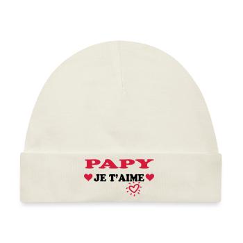 Papy je t'aime - Baby Premium Organic Mütze - Naturweiß - Vorne