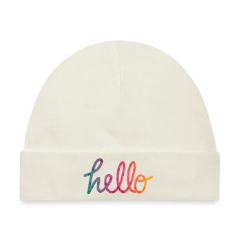 Hello Typografie Regenbogen - Baby Premium Organic Mütze - Naturweiß - Vorne