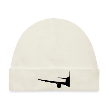 hälfte halb halbes geteilt vorne front flugzeug fl - Baby Premium Organic Mütze - Naturweiß - Vorne