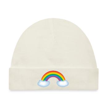 Regenbogen mit Wolken - Baby Premium Organic Mütze - Naturweiß - Vorne