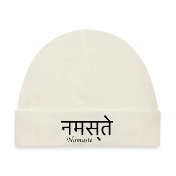 Namaste Sanskrit schwarz Yoga - Baby Premium Organic Mütze - Naturweiß - Vorne