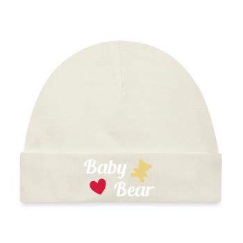★ Designfarben änderbar ★ Baby bear (Bär, Herz) - Baby Premium Organic Mütze - Naturweiß - Vorne