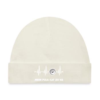 Mein Puls hat 20 Hz | Bass, Subwoofer, Car Audio, - Baby Premium Organic Mütze - Naturweiß - Vorne