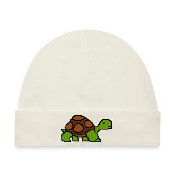 Landschildkröte Schildkröte Pixelart Retro - Baby Premium Organic Mütze - Naturweiß - Vorne