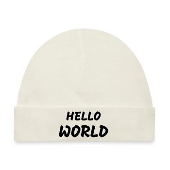 HELLO WORLD - Baby Premium Organic Mütze - Naturweiß - Vorne