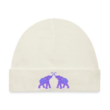 Wonderful Dot Work - Two ELEPHANTS 1 - Baby Premium Organic Mütze - Naturweiß - Vorne
