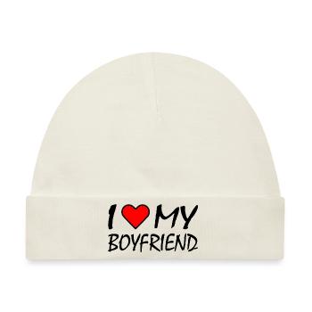 I love my boyfriend - Baby Premium Organic Mütze - Naturweiß - Vorne