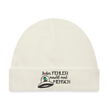 UFO - Jeder FEHLER macht mal MENSCH 1 - Baby Premium Organic Mütze - Naturweiß - Vorne