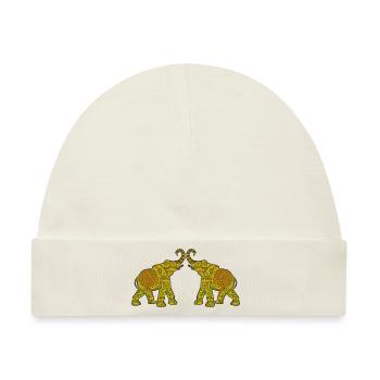 Wonderful Dot Work - Two ELEPHANTS3 - Baby Premium Organic Mütze - Naturweiß - Vorne