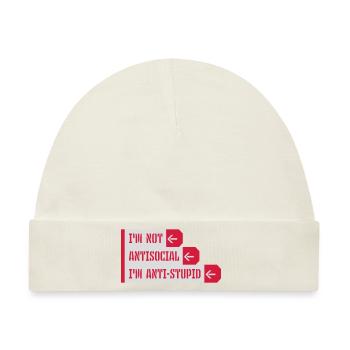 not antisocial anti stupid - Baby Premium Organic Mütze - Naturweiß - Vorne