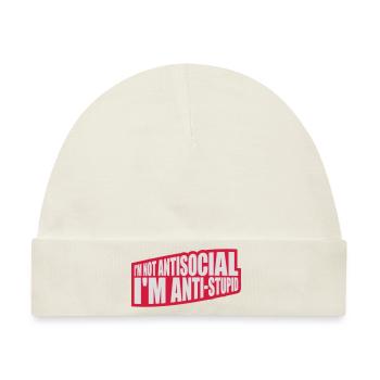 not antisocial anti stupid - Baby Premium Organic Mütze - Naturweiß - Vorne