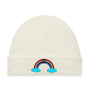 Happy Regenbogen bunt Farben Kinder Baby Kleinkind - Baby Premium Organic Mütze - Naturweiß - Vorne