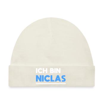 Niclas Name Spruch für stolze Niclas - Baby Premium Organic Mütze - Naturweiß - Vorne