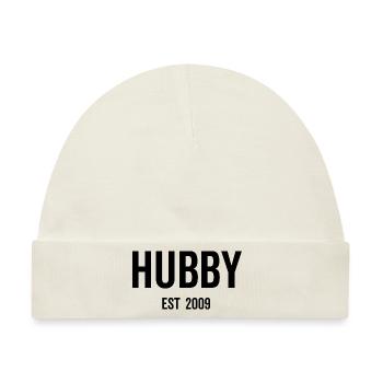 Hubby Est 2009 - Baby Premium Organic Mütze - Naturweiß - Vorne