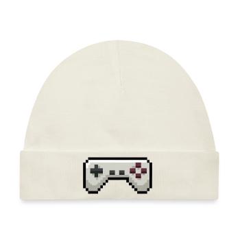 Pixelart Gamecontroller Gaming - Baby Premium Organic Mütze - Naturweiß - Vorne