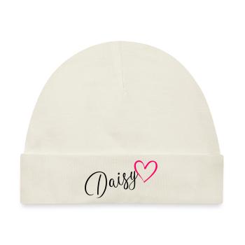 Daisy Name Vorname Herz pink - Baby Premium Organic Mütze - Naturweiß - Vorne