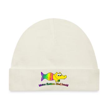 Meine Flossen sind bunt! Meerwerkel - Baby Premium Organic Mütze - Naturweiß - Vorne
