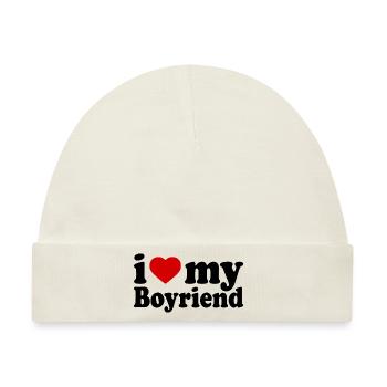 I love my boyfriend - Baby Premium Organic Mütze - Naturweiß - Vorne