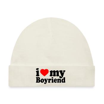 I love my boyfriend - Baby Premium Organic Mütze - Naturweiß - Vorne