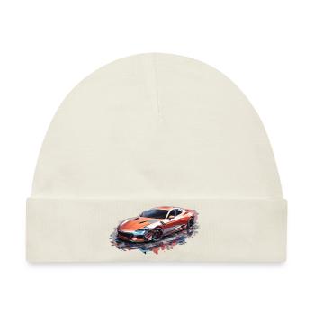 Sportauto mit bunten Farben - Baby Premium Organic Mütze - Naturweiß - Vorne