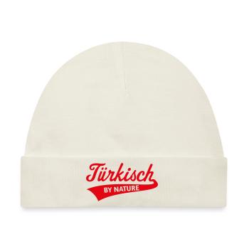 Türkisch By Nature (Deutschtürkisch / Red) - Baby Premium Organic Mütze - Naturweiß - Vorne