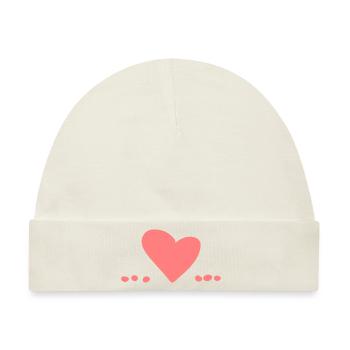 herz liebe symbol punkt punkte rosa - Baby Premium Organic Mütze - Naturweiß - Vorne