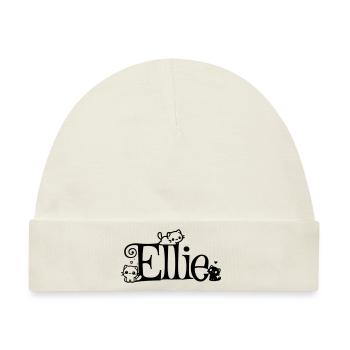 Ellie Name Vorname Kätzchenname - Baby Premium Organic Mütze - Naturweiß - Vorne