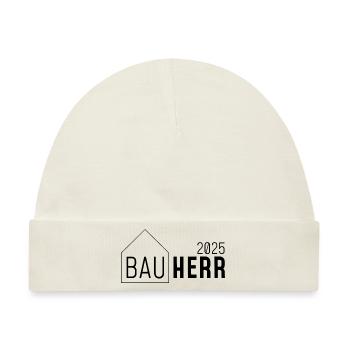 Bauherr 2025 - mit Haus - Baby Premium Organic Mütze - Naturweiß - Vorne