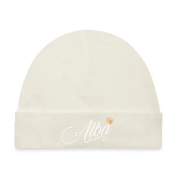 Alba Custom Name für Frauen Kinder Kleinkinder - Alba - Baby Premium Organic Mütze - Naturweiß - Vorne
