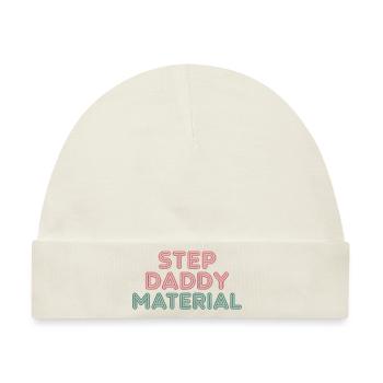Step Daddy Material 14 - Baby Premium Organic Mütze - Naturweiß - Vorne