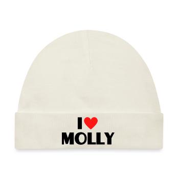 Ich liebe Molly Herz Grafik Namen Geschenk - Baby Premium Organic Mütze - Naturweiß - Vorne