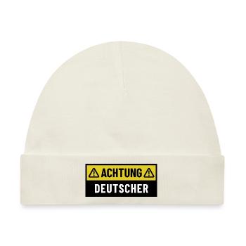 Achtung Deutscher - Regionaler Spruch - Baby Premium Organic Mütze - Naturweiß - Vorne