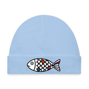 Abstrakter Fisch | Modernes Meeresmotiv - Baby Premium Organic Mütze - Hellblau - Vorne
