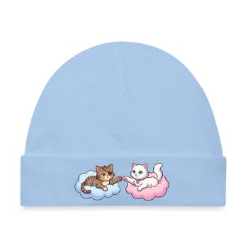 Katzen auf Wolken – Cute Illustration - Baby Premium Organic Mütze - Hellblau - Vorne