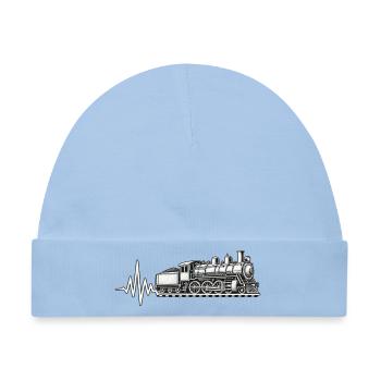 Dampflok Herzschlag Eisenbahn Leidenschaft - Baby Premium Organic Mütze - Hellblau - Vorne
