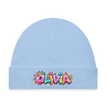 Olivia Graffiti-Blasenname: zu süßes Geschenk - Baby Premium Organic Mütze - Hellblau - Vorne
