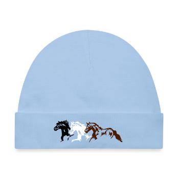 Pferde, Ponys, Tiere, Hengst, - Baby Premium Organic Mütze - Hellblau - Vorne