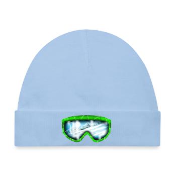 Gletscherblick Neon Goggle Design - Baby Premium Organic Mütze - Hellblau - Vorne