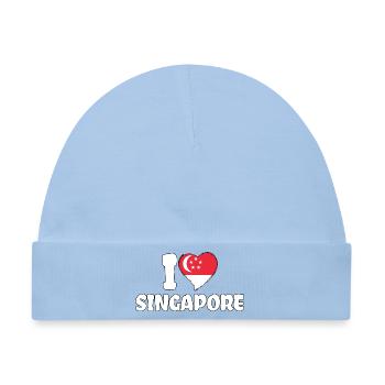 Ich liebe Singapur Flagge Herz Singapur - Baby Premium Organic Mütze - Hellblau - Vorne
