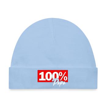 100% Papa Typo Grafik - Baby Premium Organic Mütze - Hellblau - Vorne
