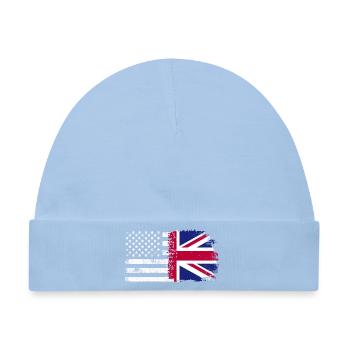 Grunge US UK Flagge Mashup - Baby Premium Organic Mütze - Hellblau - Vorne