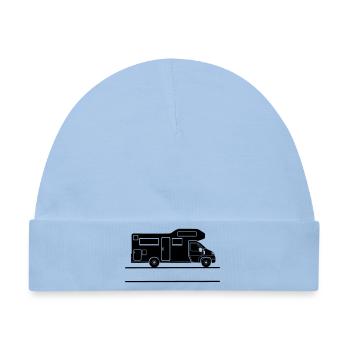 Camper-Silhouette mit Namensraum - Baby Premium Organic Mütze - Hellblau - Vorne